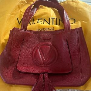 Valentino Deep Red Leather Tote